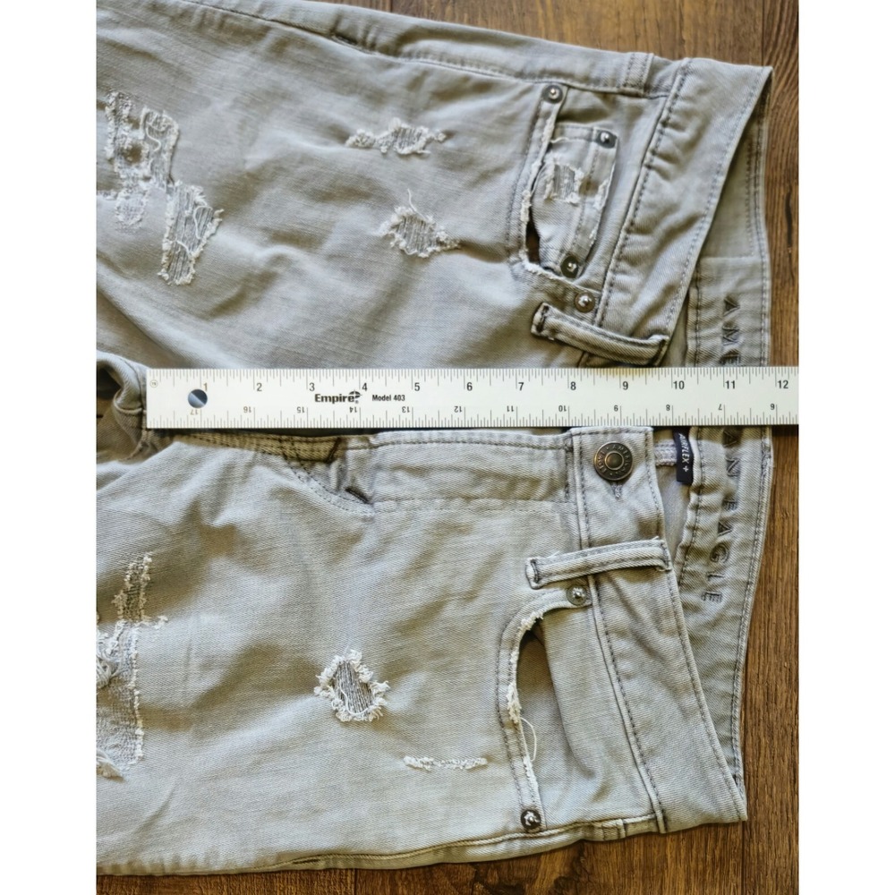 AMERICAN EAGLE Men's 29x32 AIRFLEX+ Distressed Slim Haze Gray Jeans (29x28.5) - Picture 5 of 16